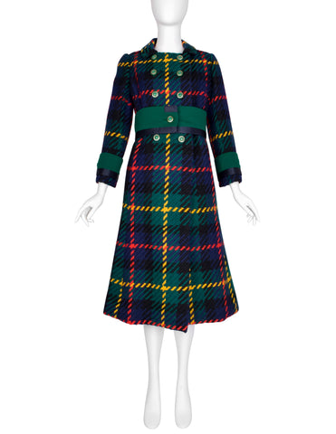Ronald Amey Vintage Early 1970s Mod Multicolor Plaid Coat