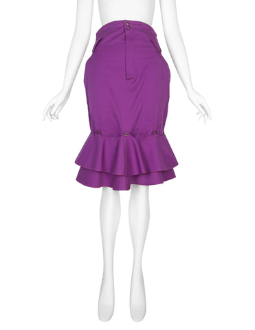 Thierry Mugler Vintage SS 1980 Purple and Orange Detachable Ruffle Skirt