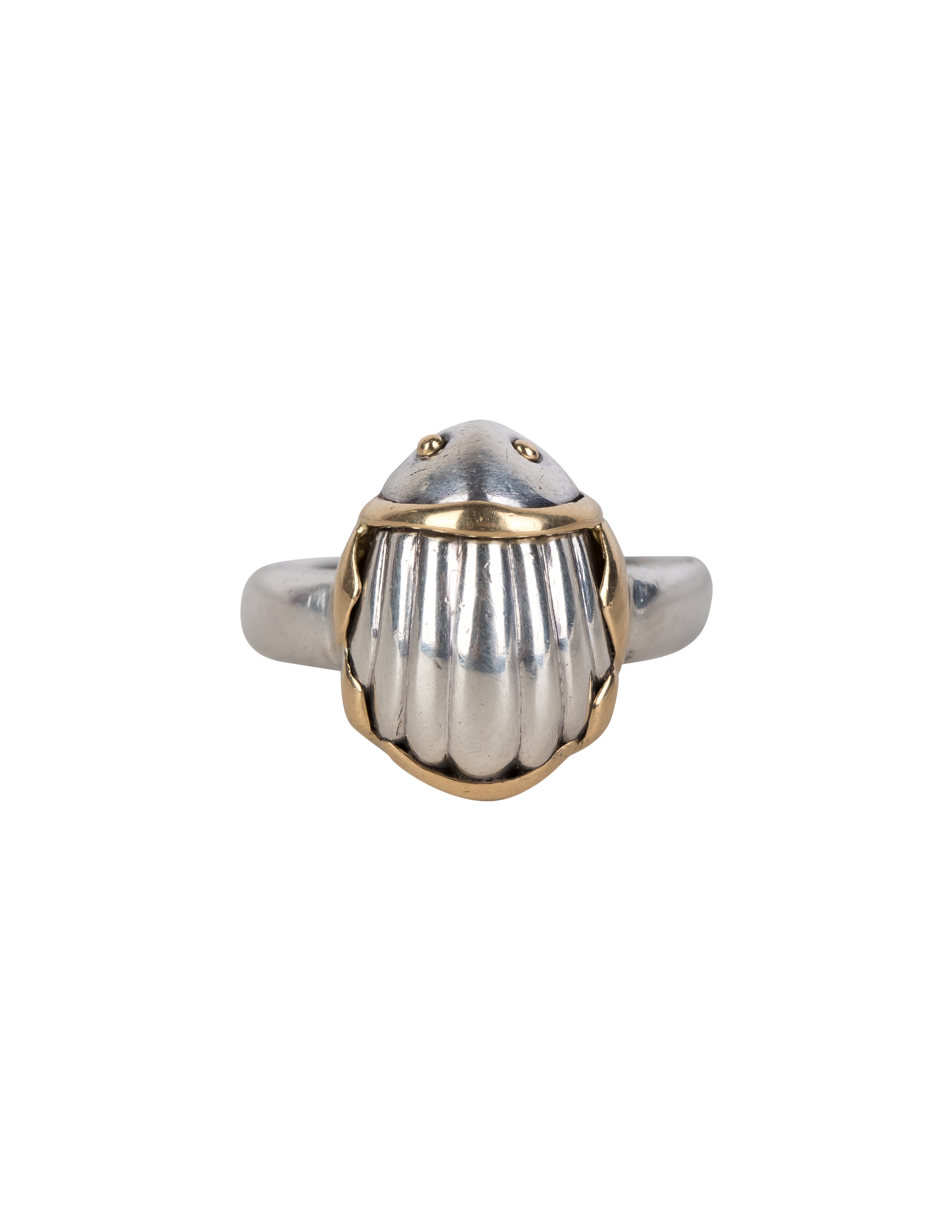 Tiffany & Co. Vintage 1993 Sterling Silver and 18k Gold Scarab Ring