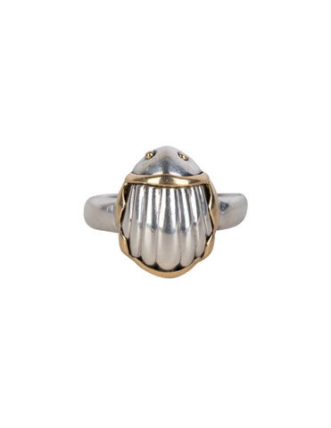 Tiffany & Co. Vintage 1993 Sterling Silver and 18k Gold Scarab Ring