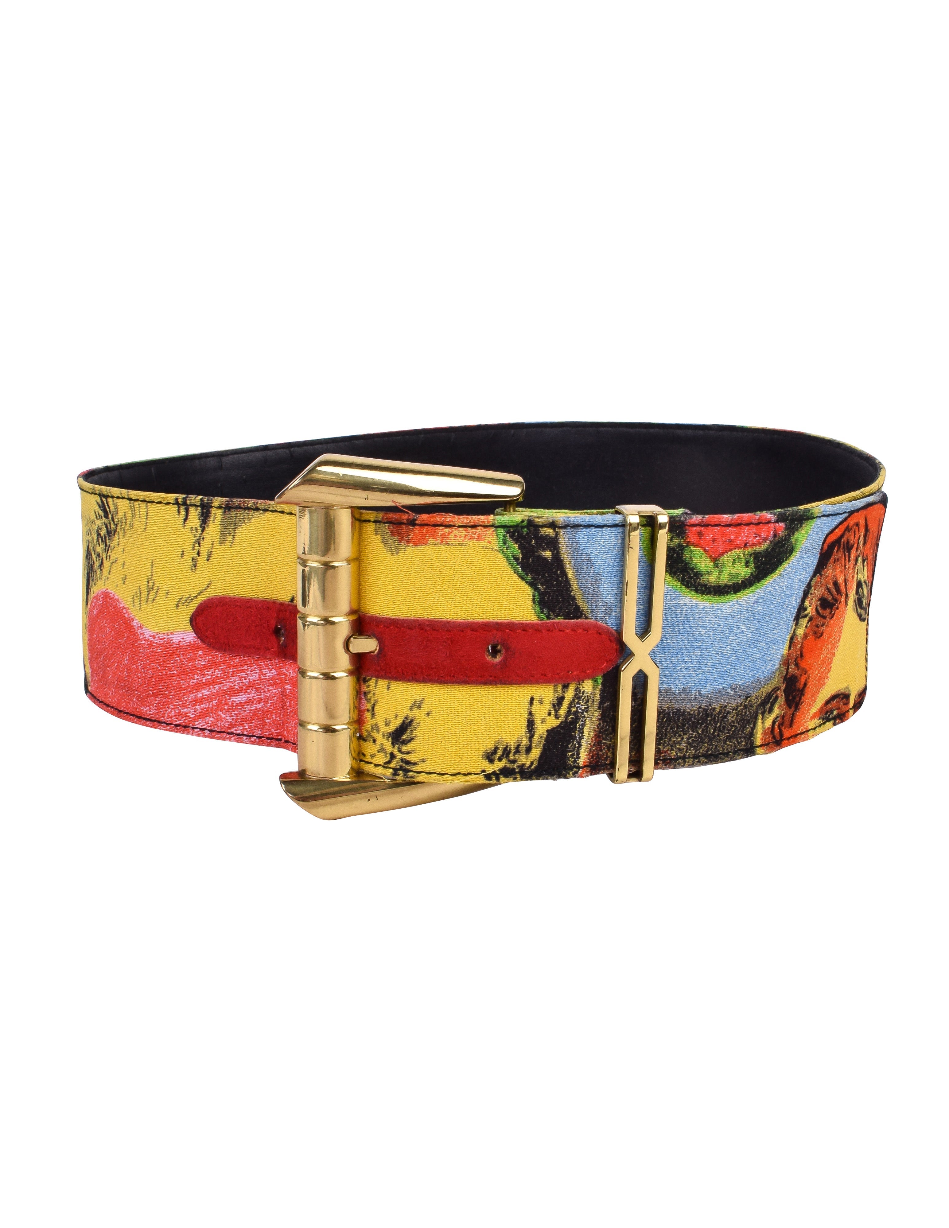 Gianni Versace Vintage SS 1991 Marilyn Monroe & James Dean Pop Art Print Belt