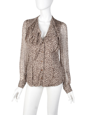 Vivienne Westwood FW 2011 Brushstroke Print Draping Silk Chiffon Top