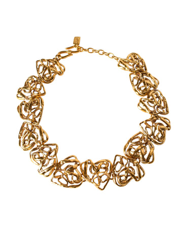 Yves Saint Laurent Vintage Golden Abstract Heart Necklace