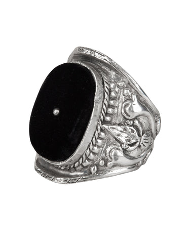 Yves Saint Laurent Vintage AW 2002 by Tom Ford Baroque Sterling Silver and Velvet Cuff Bracelet