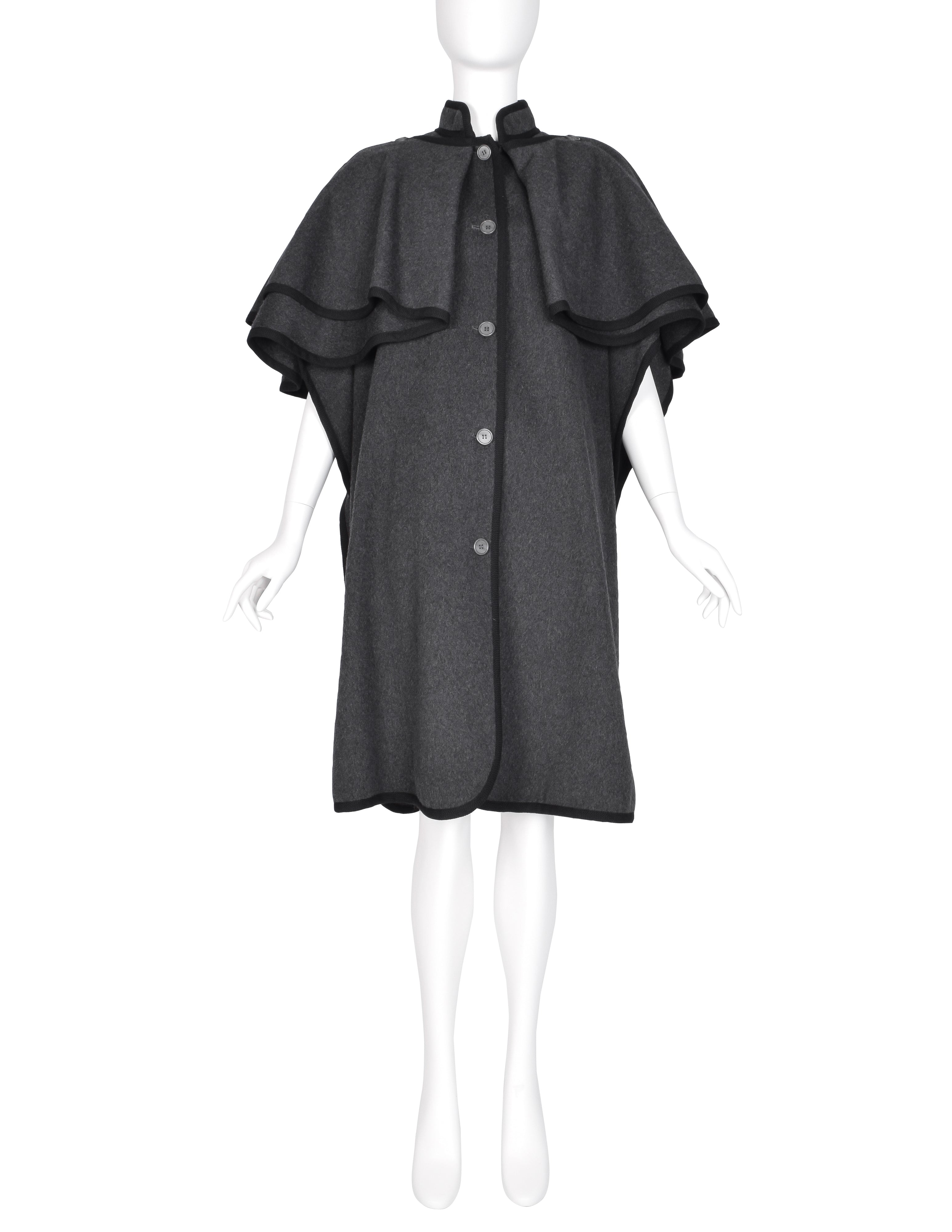 Yves Saint Laurent Vintage AW 1982 Charcoal Grey Wool Cape