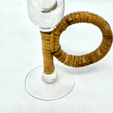 Vintage Glass and Rattan Rooster Cocktail Shaker with 6 Glasses