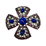 Weiss Crystal and Seed Pearl Maltese Cross Pin