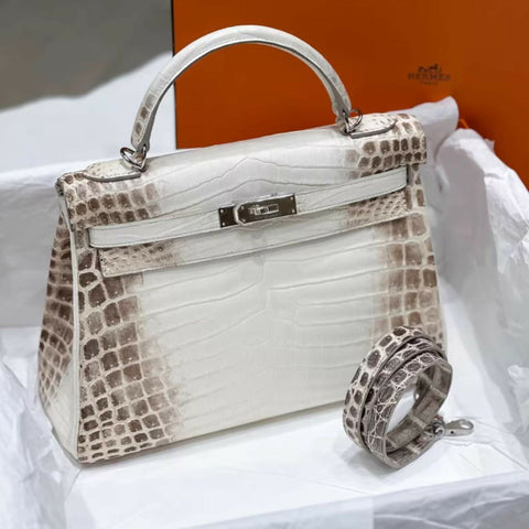 Hermes Kelly 32 Himalaya leather palladium hardware