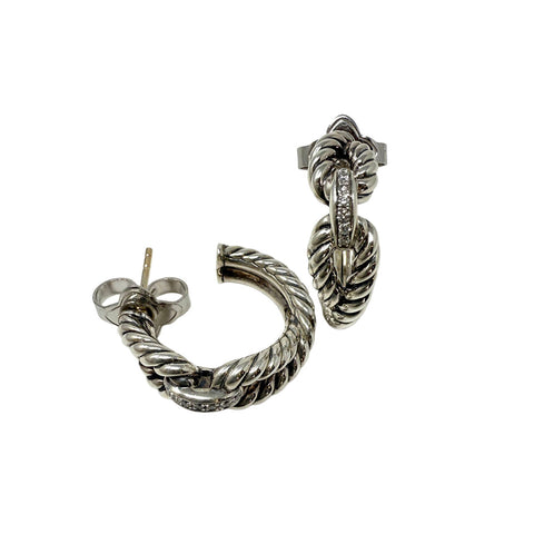 David Yurman Diamond Wellesley Hoop Earrings
