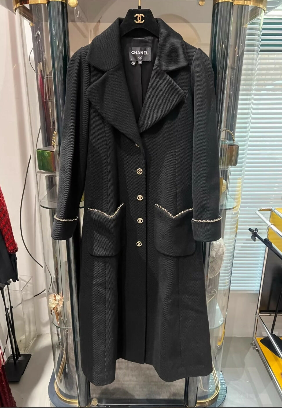 Chanel 23B black long coat