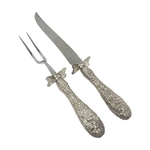 Kirk Stieff Rose 2-Piece  Sterling Carving Set with Guard