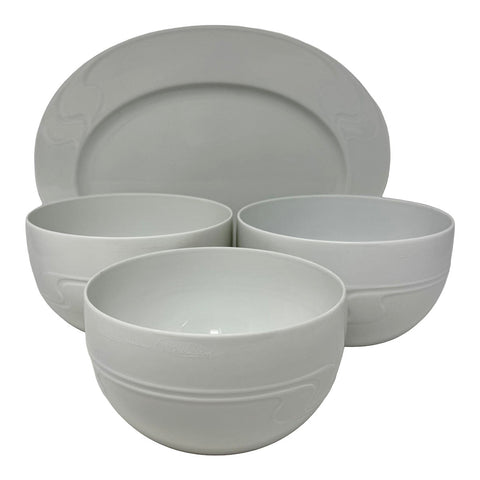 4 Serving Pieces Asymmetria Embossed