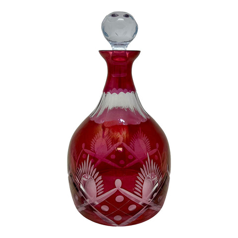 Cranberry Colored Crystal Decanter