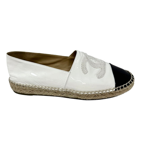 Chanel Interlocking CC Patent Leather Espadrille