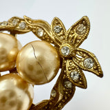 Vintage Gold-tone Filigree Brooch with Gold Faux Pearl
