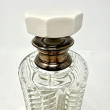 Vintage 5-Piece Decanter Set with Ceramic Trim and Metal Collar