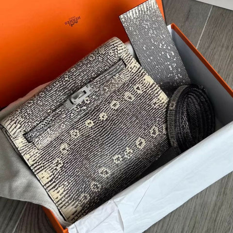 Rare Hermès Kelly Danse Lizard leather palladium hardware