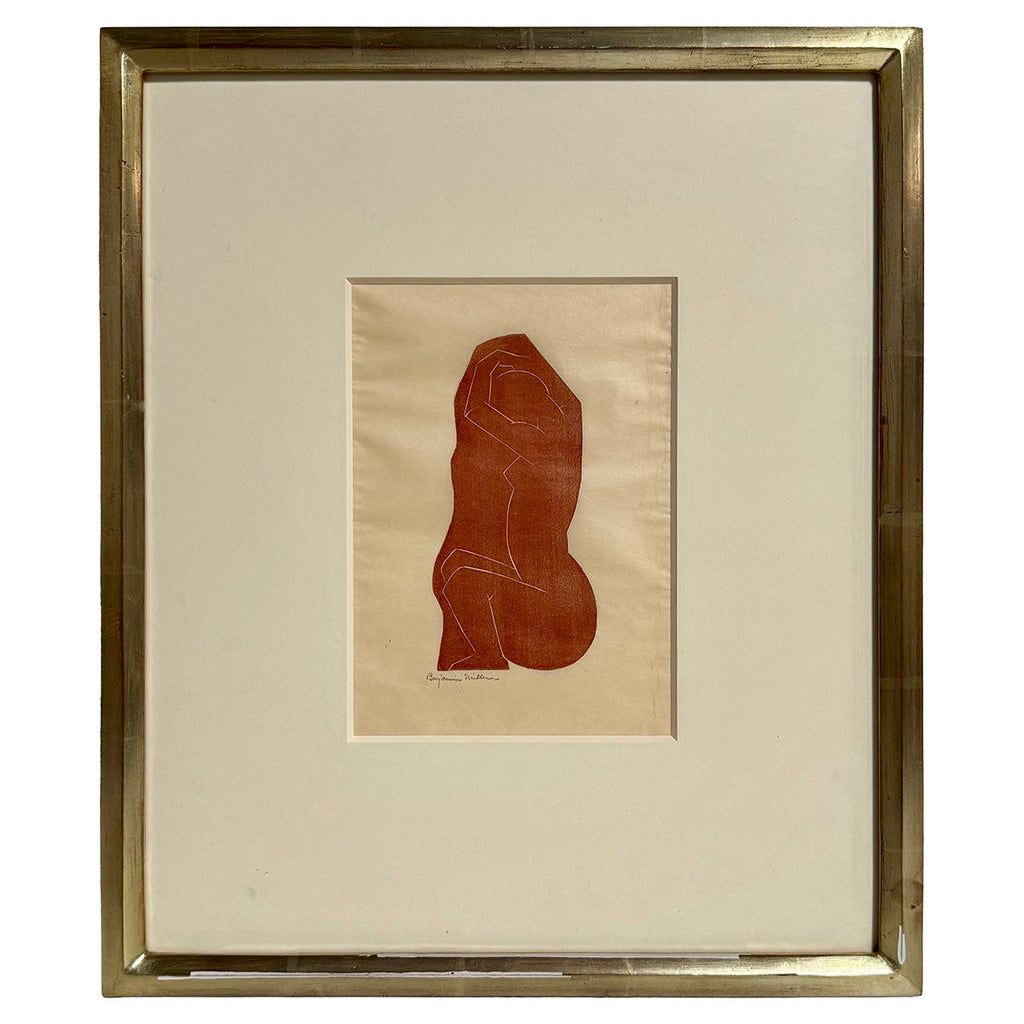 "Nude Profile" Woodblock Print Signed
