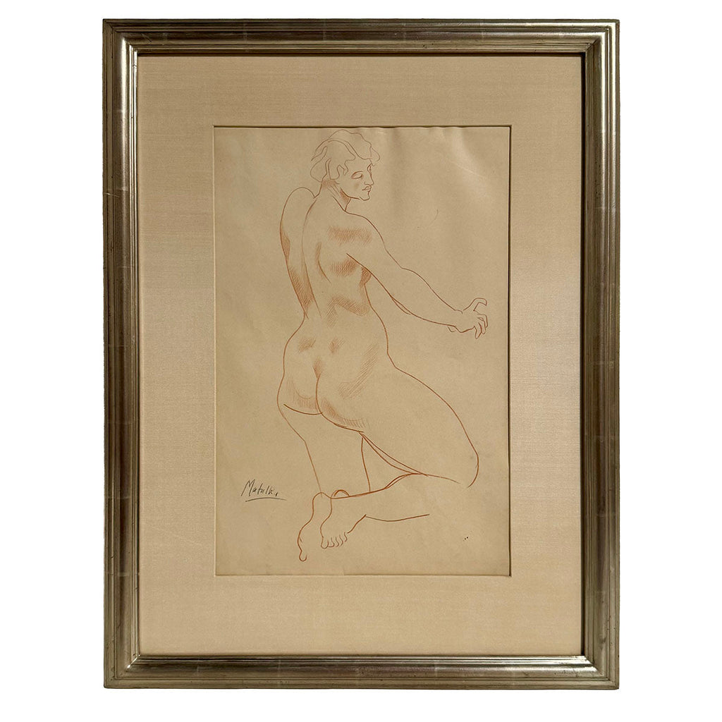 "Kneeling Woman" Drawing ca. 1925 Signed