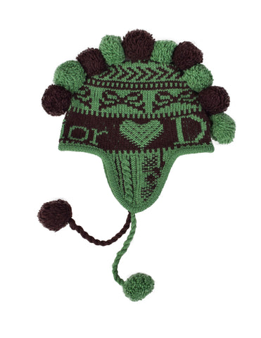 Christian Dior by John Galliano Vintage AW 2002 Green and Brown Pom Pom Mohawk Beanie Hat