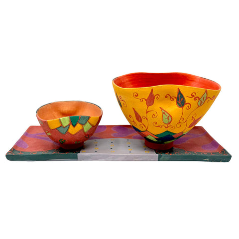 Abstract Art Pottery with Tray
