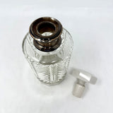 Vintage 5-Piece Decanter Set with Ceramic Trim and Metal Collar