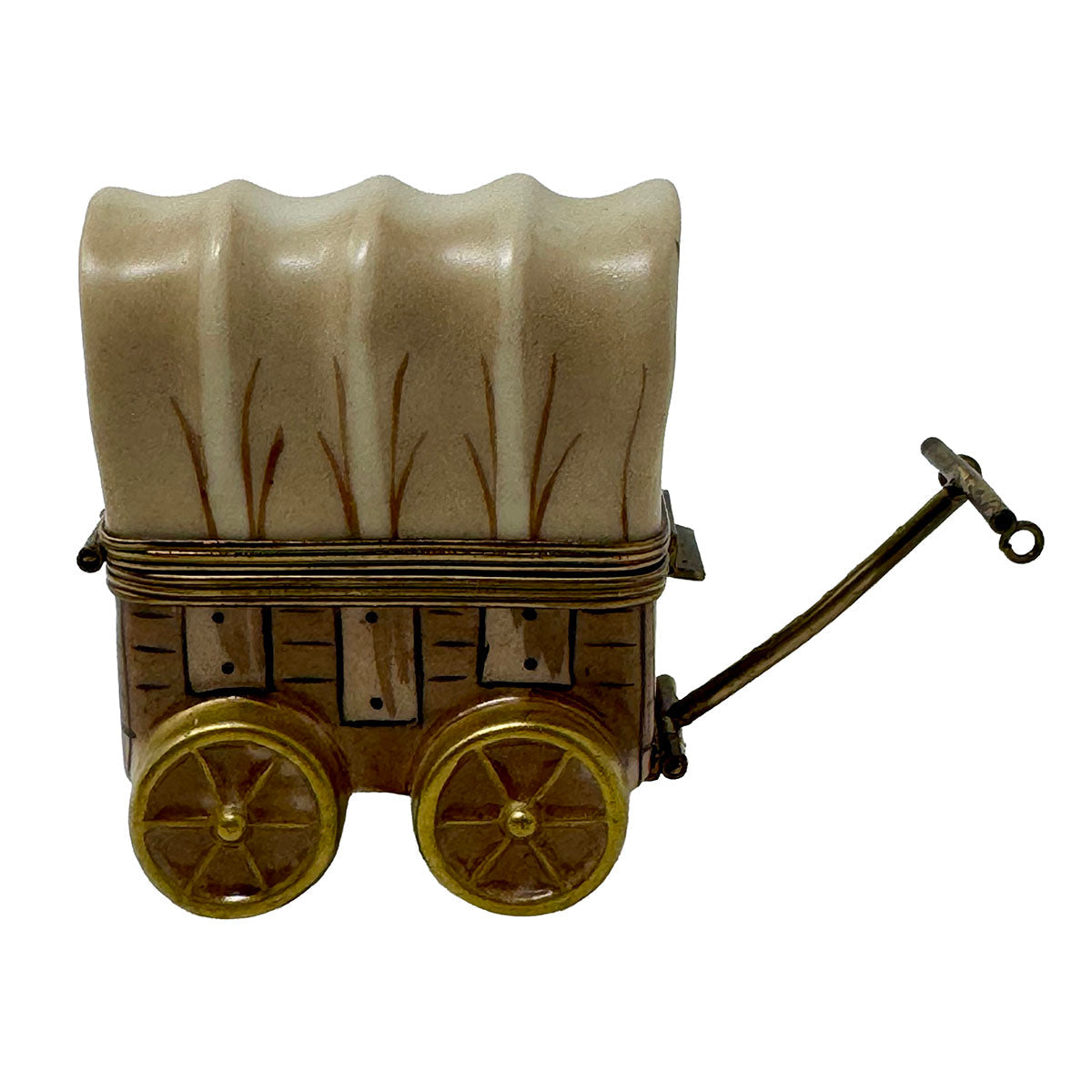 Peint Main Covered Wagon Trinket Box
