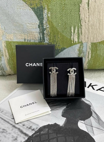 Chanel double CC tassel earrings