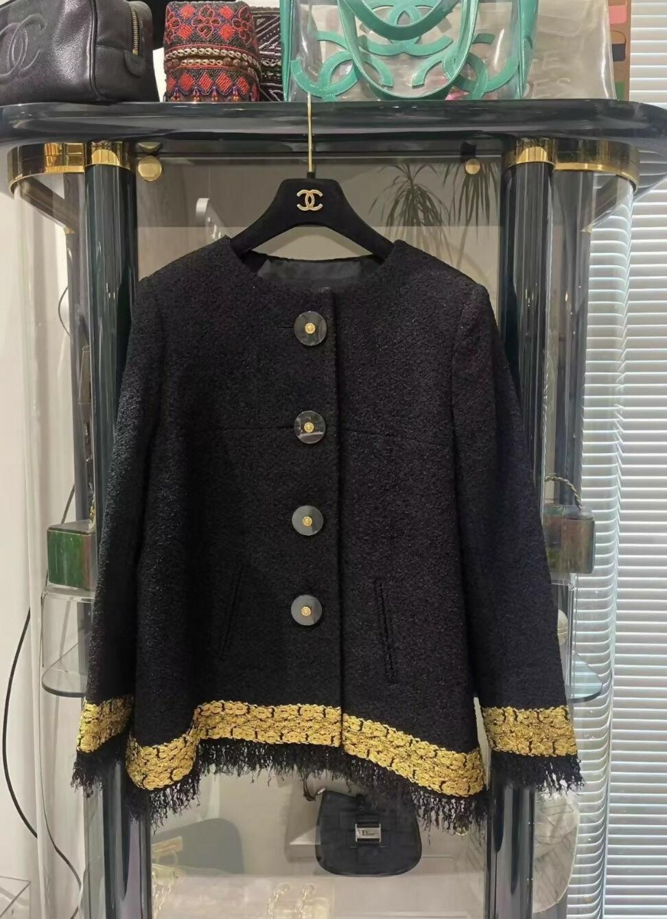 Chanel 17A Black and Gold tweed Jacket