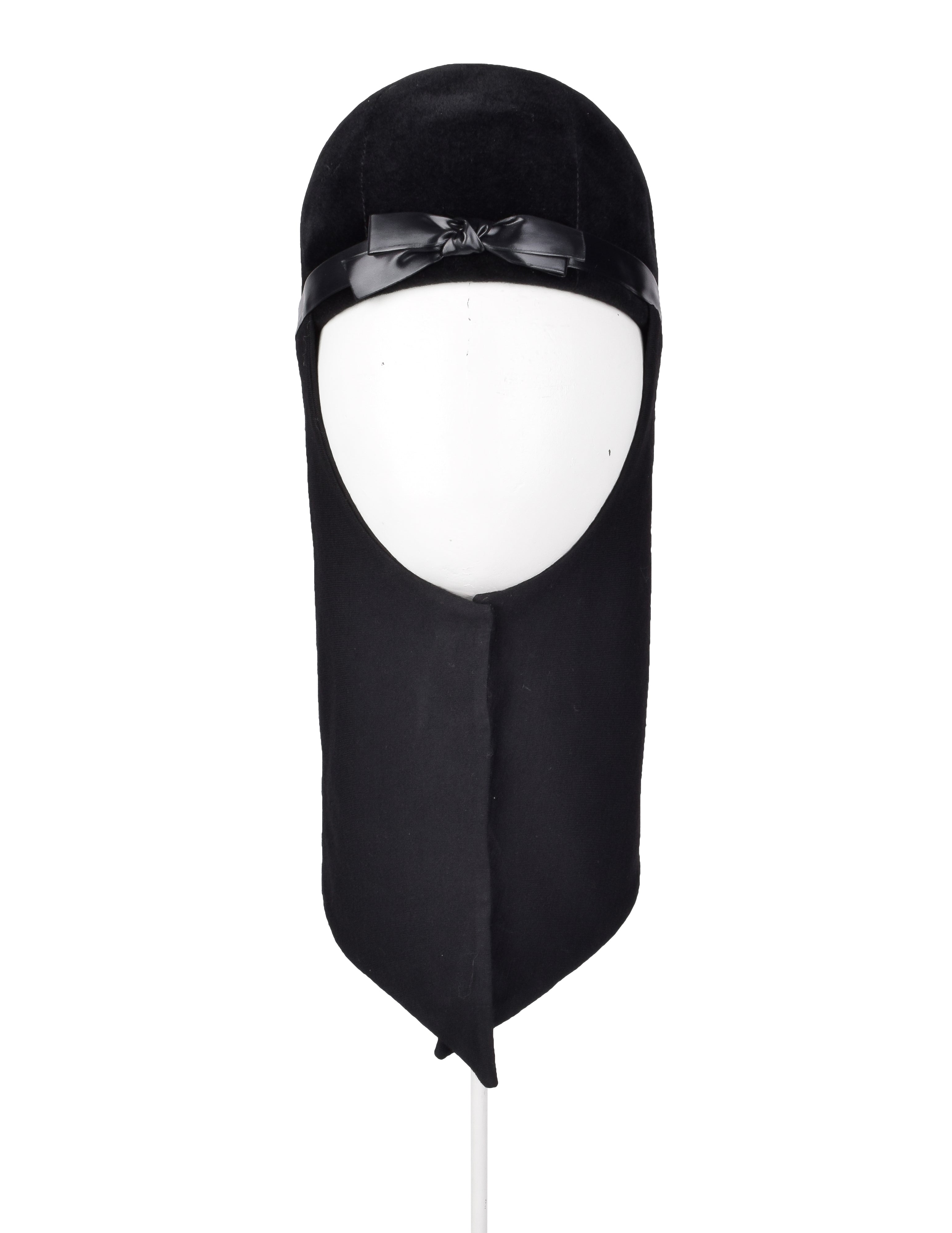 Jacques Philippe Vintage 1960s Black Velvet and Wool Mod Hat