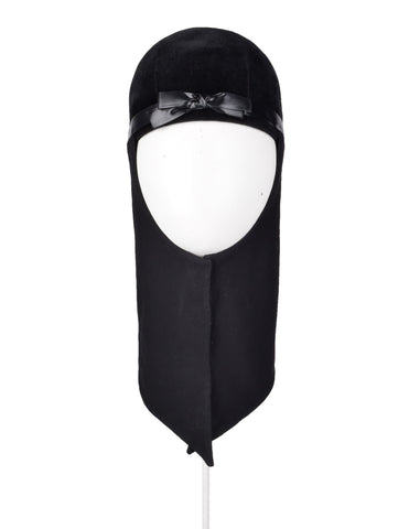 Jacques Philippe Vintage 1960s Black Velvet and Wool Mod Hat