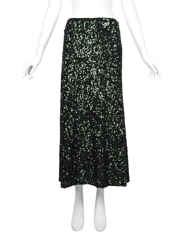 Jean Paul Gaultier Vintage AW 1999 Forest Green Heavily Sequined Skirt