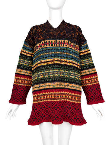 Jean Paul Gaultier Vintage AW 1995 Men's Multicolor Lurex 'Too Wild To Live Too Young To Die' Sweater