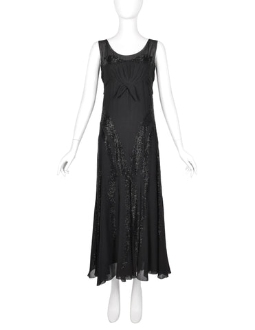 Juliette Courtisien Vintage 1930s Phenomenal Couture French Beaded Silk Georgette Gown