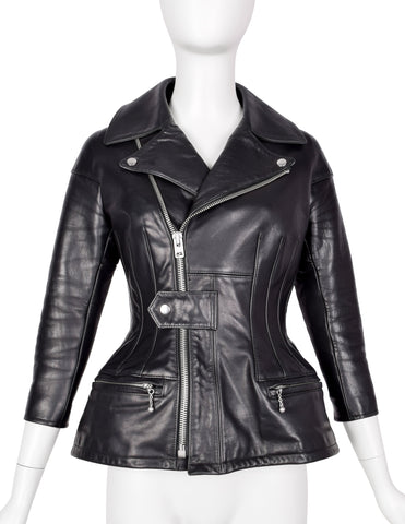 Junya Watanabe Comme des Garcons Vintage AW 2011 Sculpted Black Leather Moto Jacket