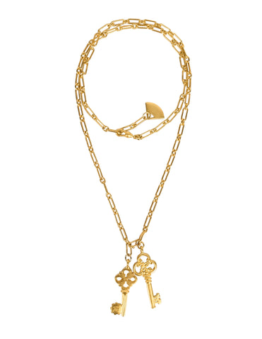 Karl Lagerfeld Vintage Golden Double Key Pendant Necklace