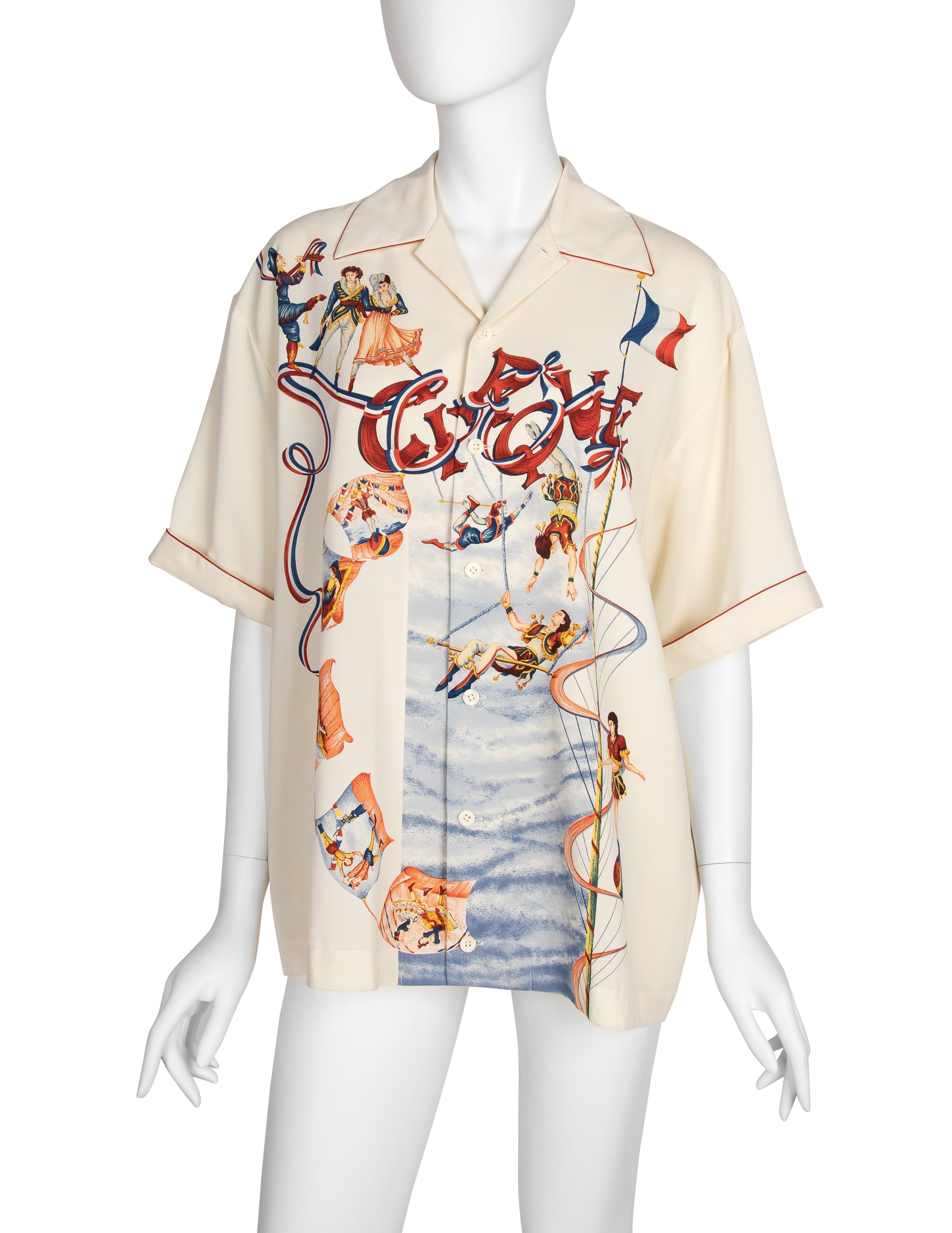 Matsuda Vintage Incredible Cirque Print Cream Mens Shirt