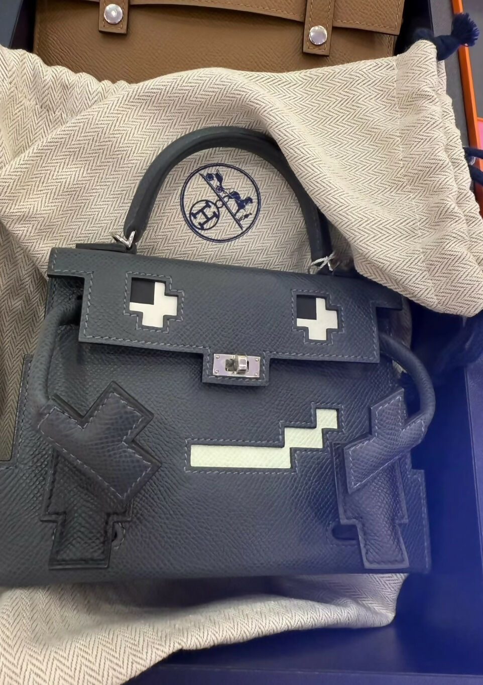 Hermes Kelly Doll Picto Gris Misty/Gris Meyer/Vert Fizz/Noir/Alezan Epsom Palladium Hardware