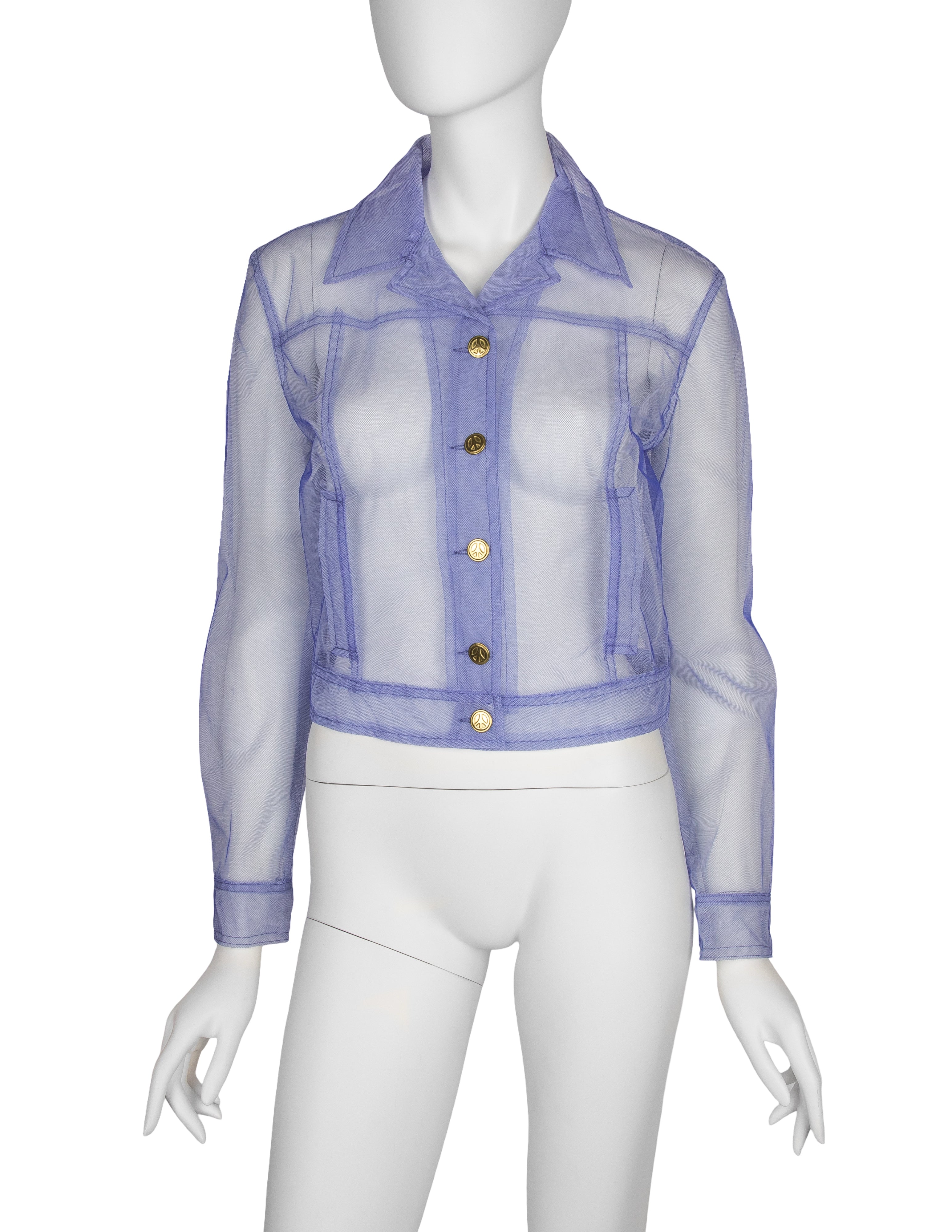 Moschino Vintage 1990s Perwinkle Blue Sheer Tulle Jacket