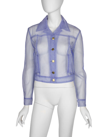 Moschino Vintage 1990s Perwinkle Blue Sheer Tulle Jacket