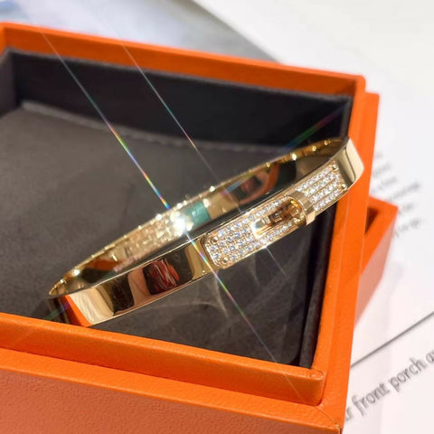 Hermes Kelly Small Model Diamond 18K Rose Gold Bracelet SH