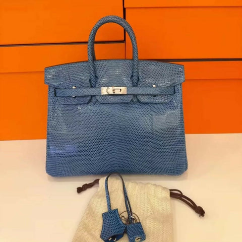 Hermès Birkin 25 Blue Lizard Leather with palladium hardware