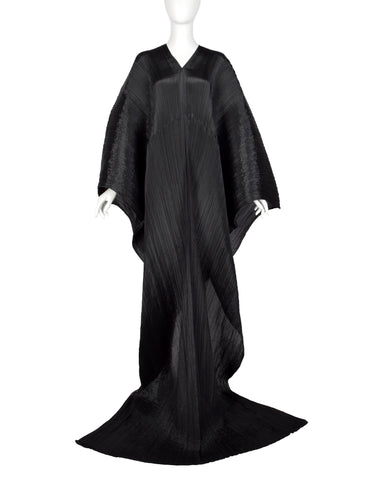 Pleats Please by Issey Miyake Black Madame T Wrap Cape Tunic Caftan Dress