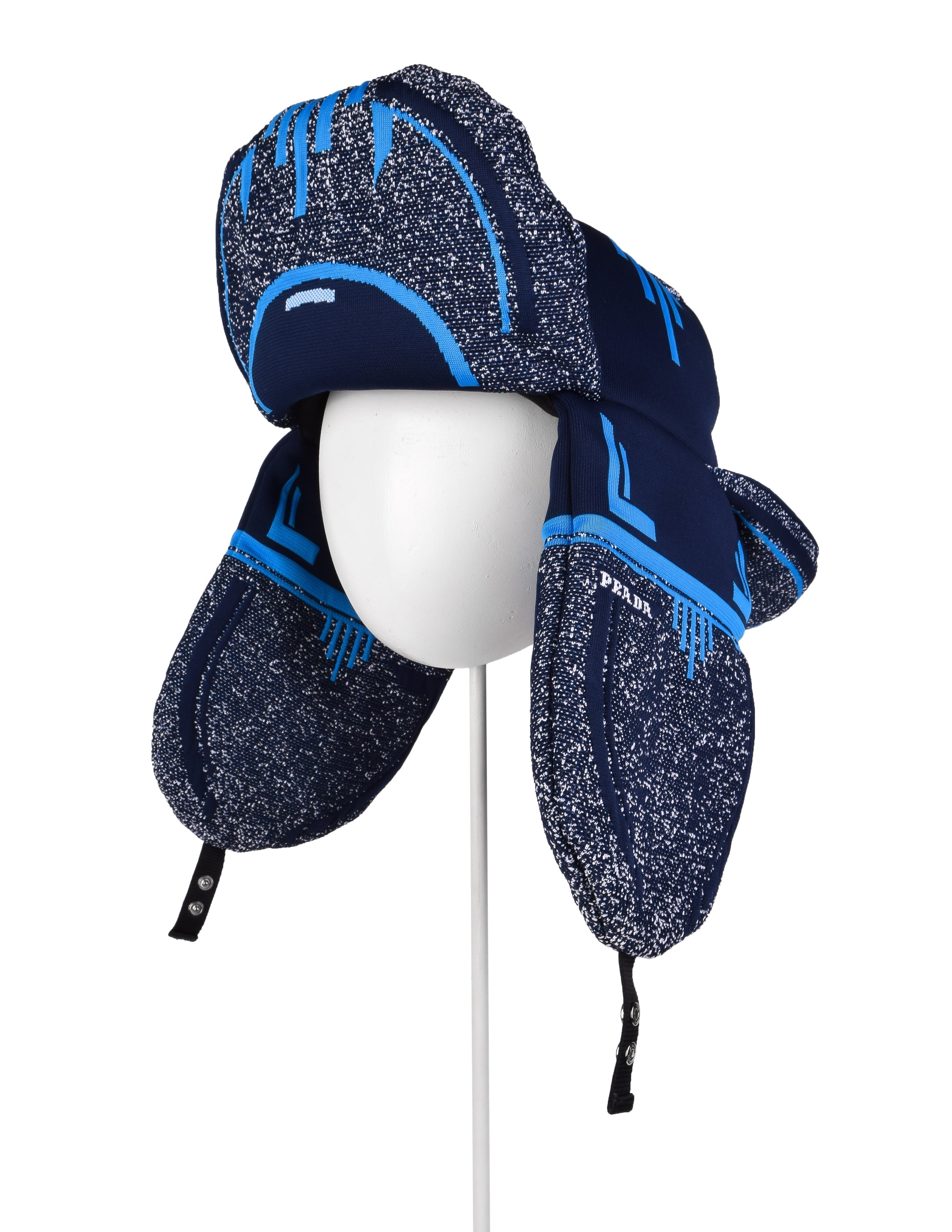 Prada Vintage Blue Puffy Tech Trapper Hat