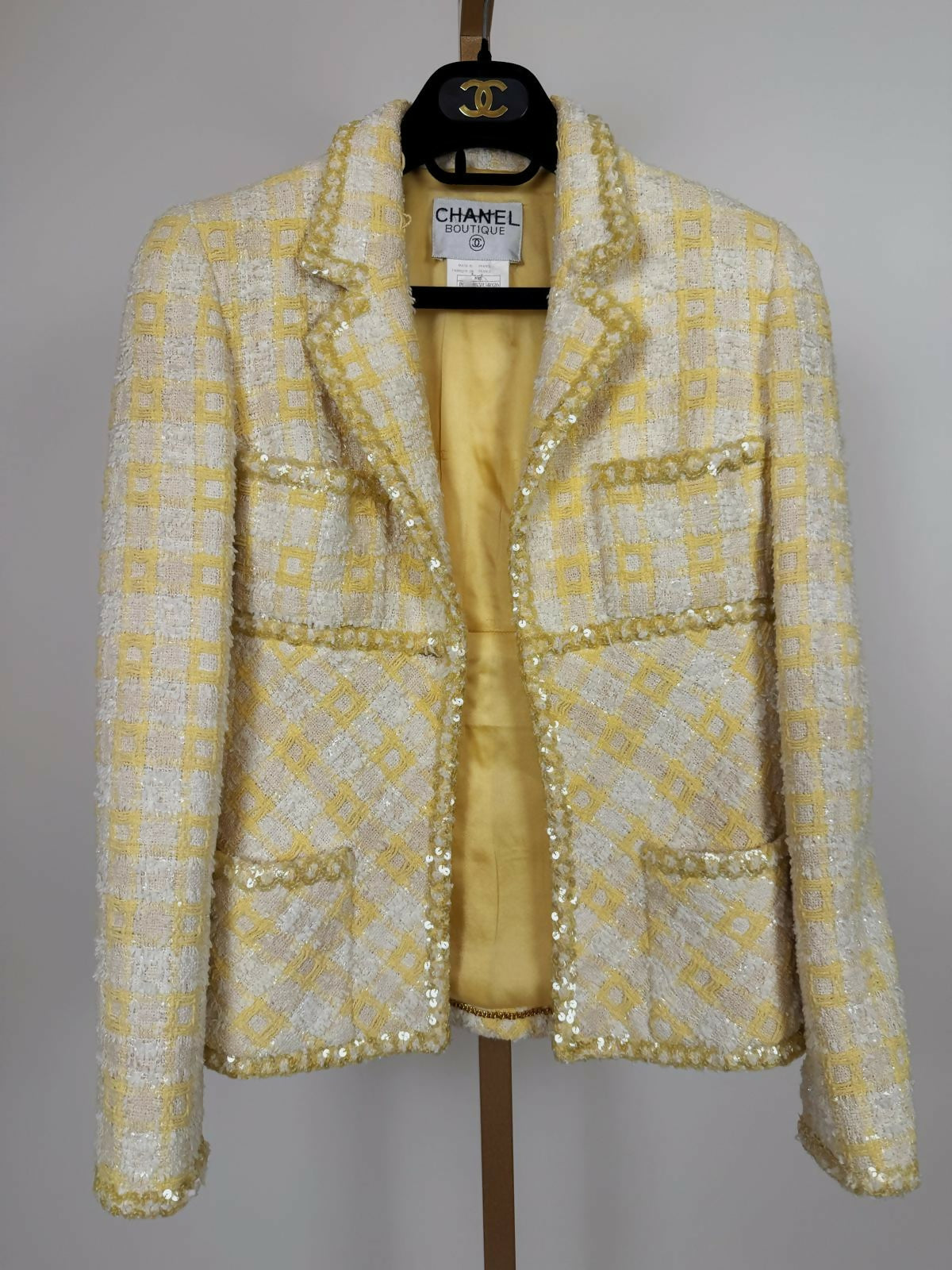 Chanel 95P Vintage Yellow Barbie Jacket - Size 38