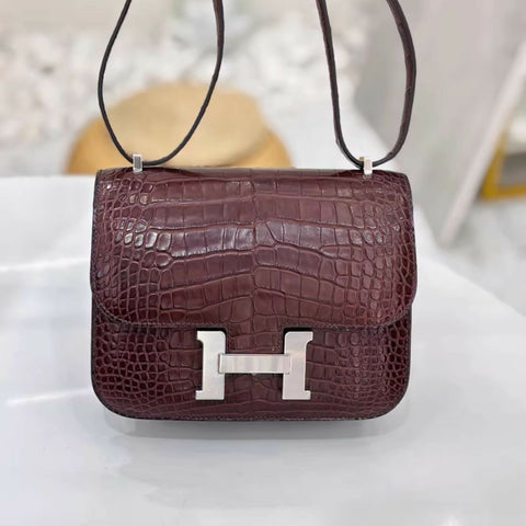 Hermès Constance 19 Havana Matte Crocodile leather palladium hardware