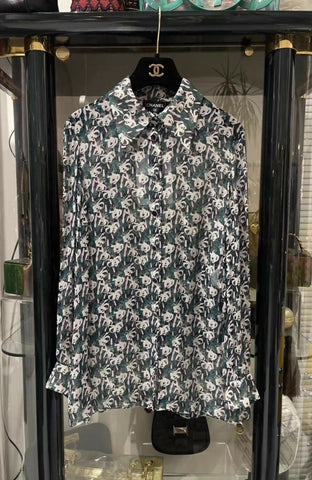 Chanel 23A print silk shirt