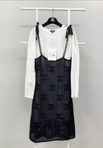 Chanel 22C white & black two-piece dress