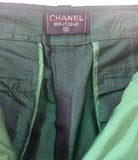 Vintage Chanel 96A Runway Iridescent Green Cargo Army Pants Trousers FR 34/36